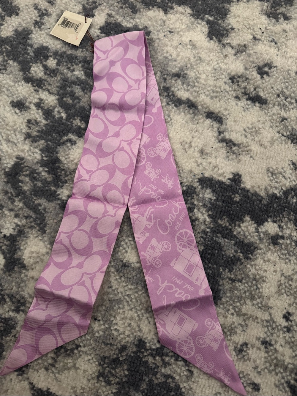 Coach Lilac Signature 100% Silk Reversible Scarf